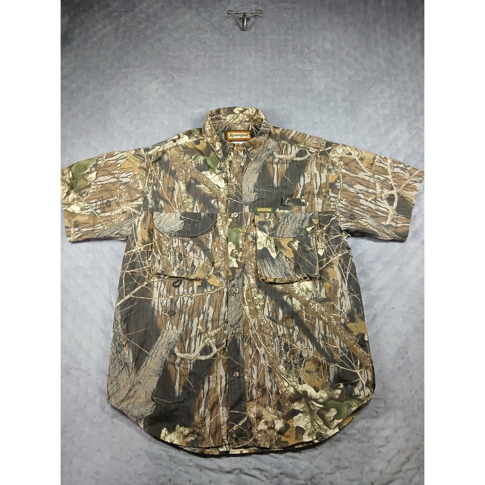 Remington Mens Large Mossy Oak Break Up Camo Short Sleeve Hunting Shirt